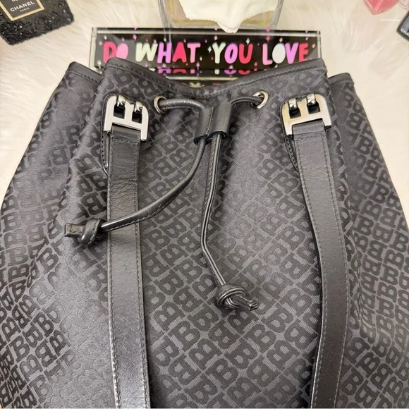 Rare Vintage BALLY Black Leather Drawstring Bucket Bag - Pristine Condition - Picture 2 of 15